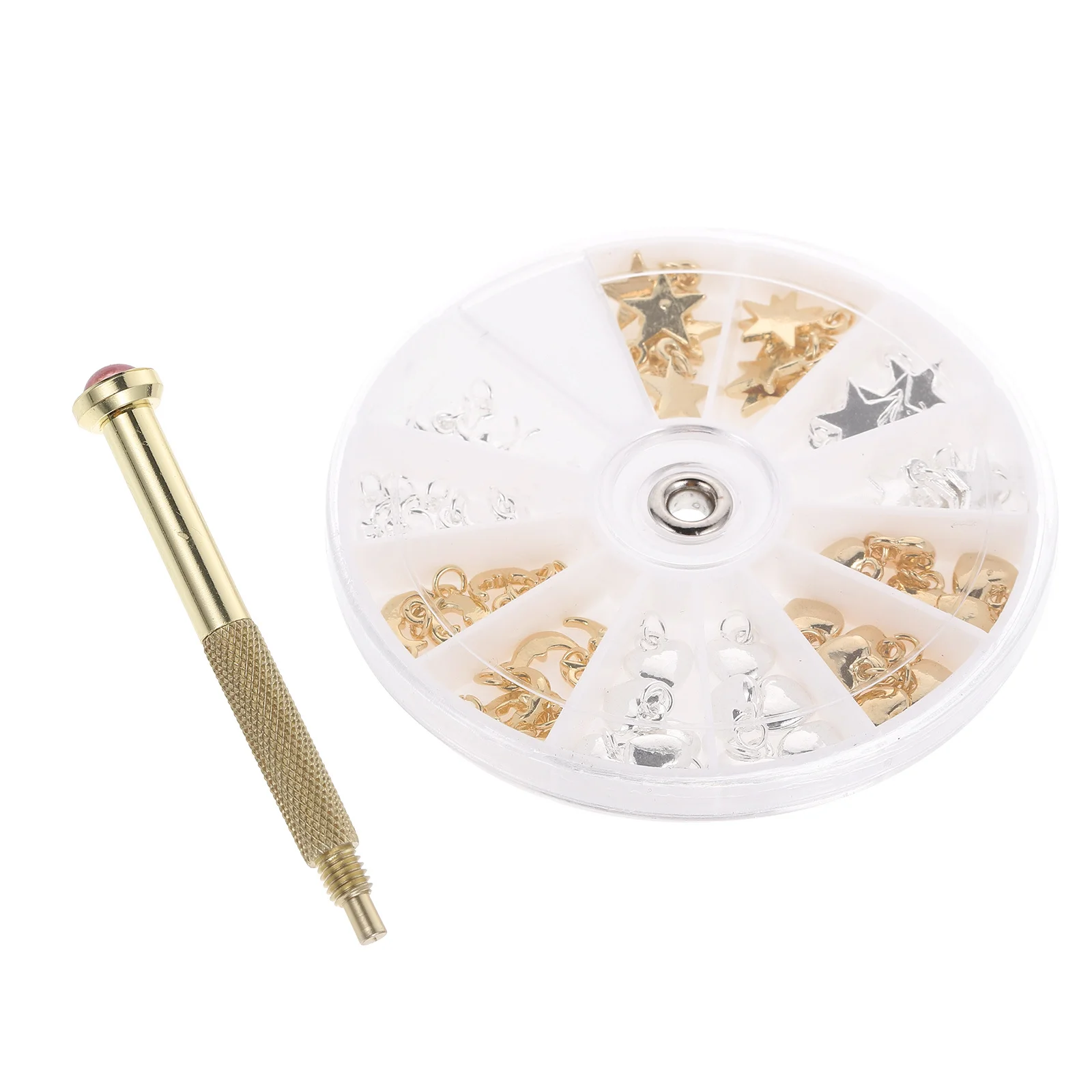 1 Juego de accesorios para herramientas de perforación de colgantes de uñas, abalorio DIY para manicura, decoración colgante para uñas, conjunto portátil, colgante para Piercing de manicura
