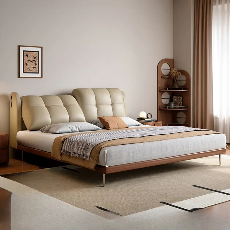 

Designer Italian Bed Minimalist Light Luxury Fashion Bed Aesthetics Princess Sleeping Letto Matrimoniale Lounge Suite Furniture