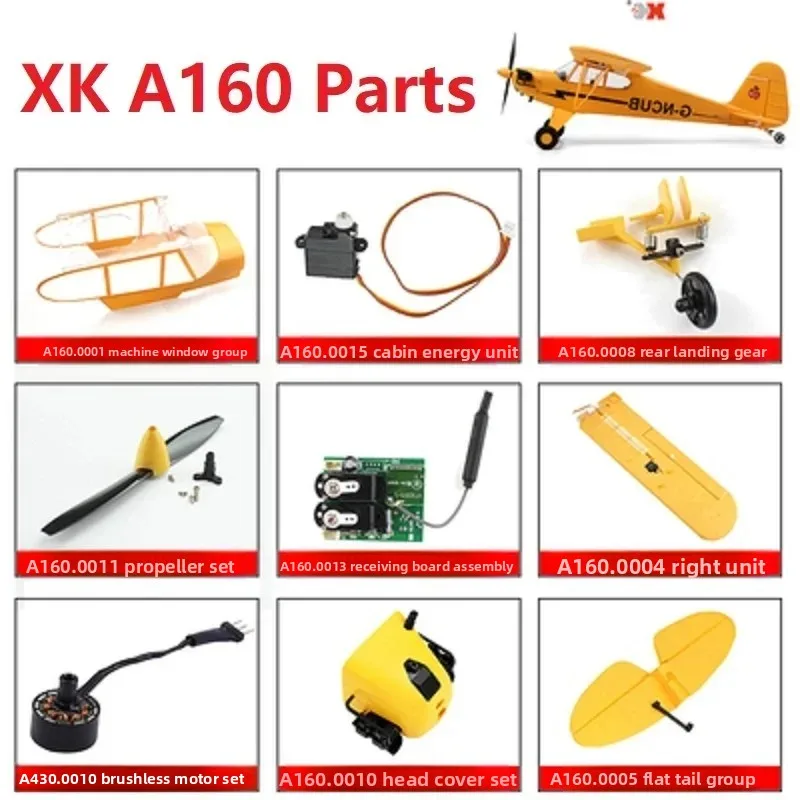 Wltoys XK A160 RC Airplane Spare Parts Accessories Motor Servo ESC Propeller Front Rear Landing Gear Wing Fuselage Receiver