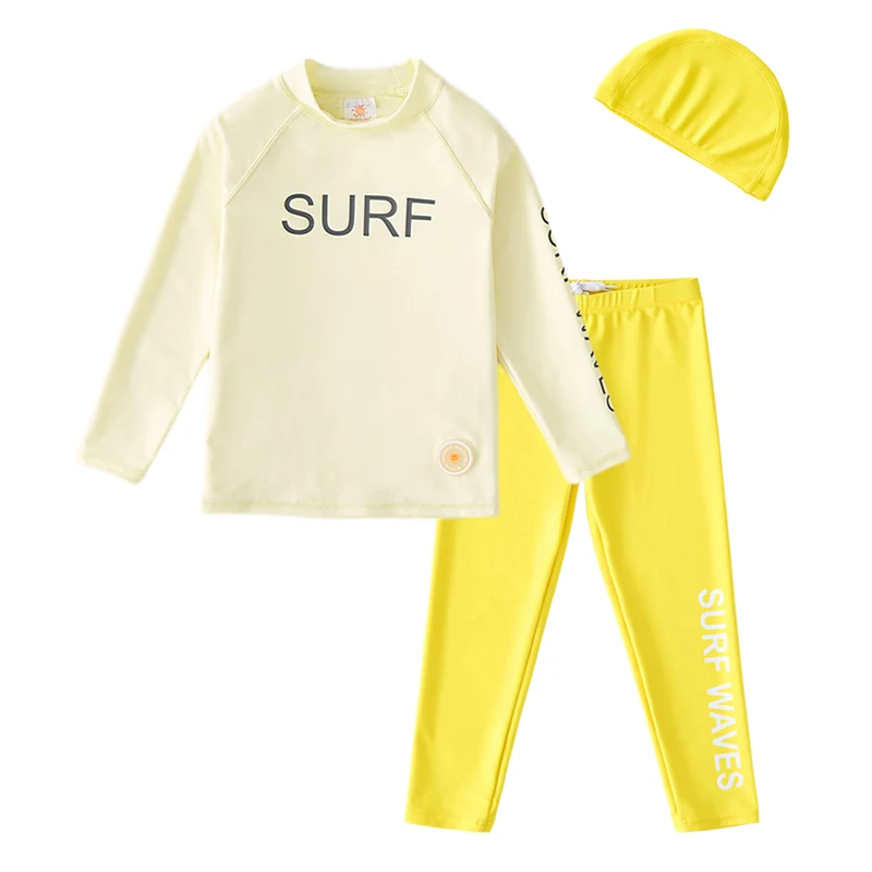 Unisex Kids Rash Guard Set UPF 50+ Long Sleeve Zip Front Swim Shirt + Full Length Swim Pants Quick Dry Bathing Suit for Boy Girl