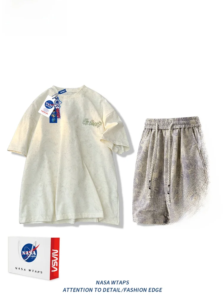 

Мужской летний повседневный спортивный комплект WTAPS: футболка свободного кроя с коротким рукавом и шорты, с вышивкой, для подростков, из полиэстеровой смеси