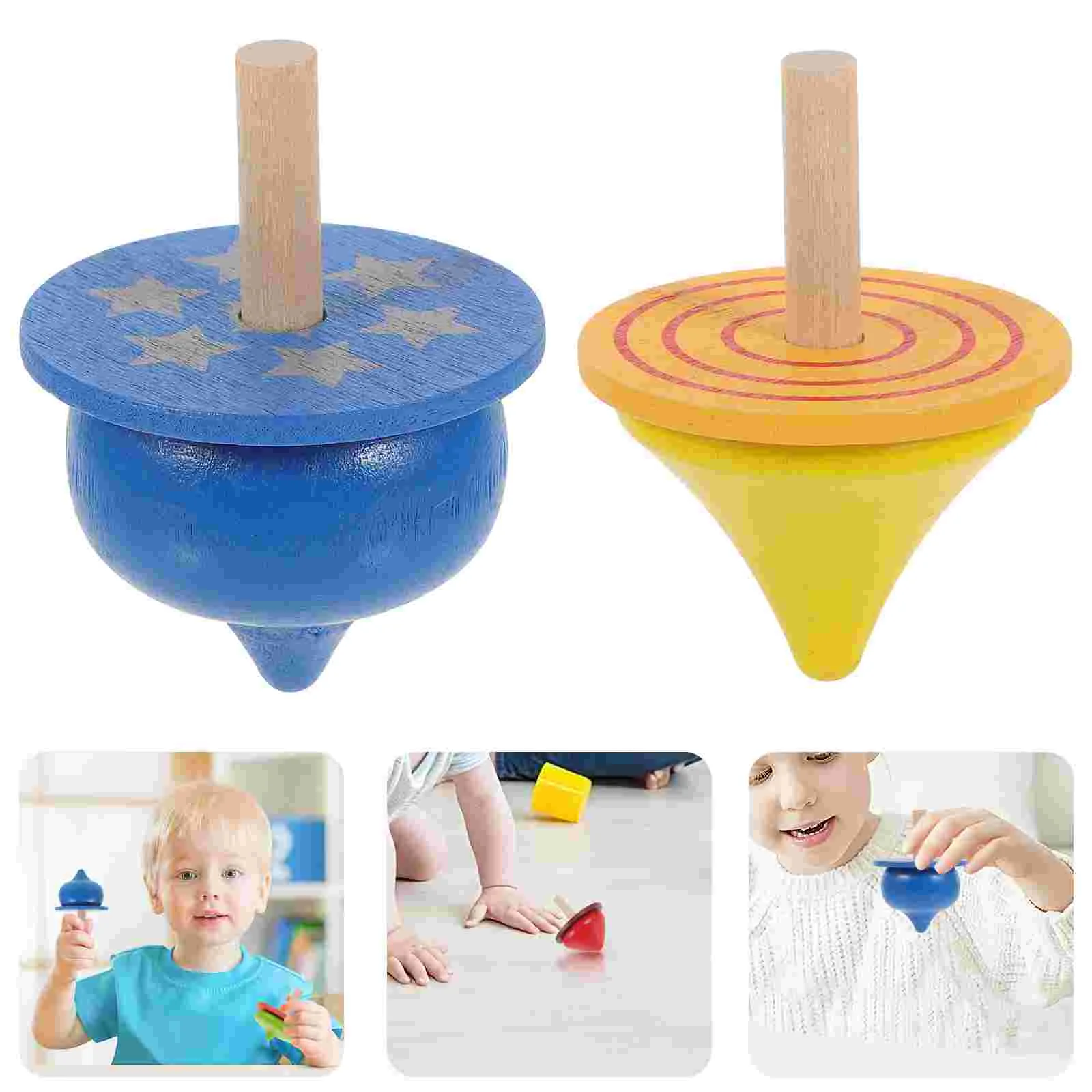 

4 Pcs Top Toy Early Educational Child Kids Tops Toys Wooden Peg-top Game Painted