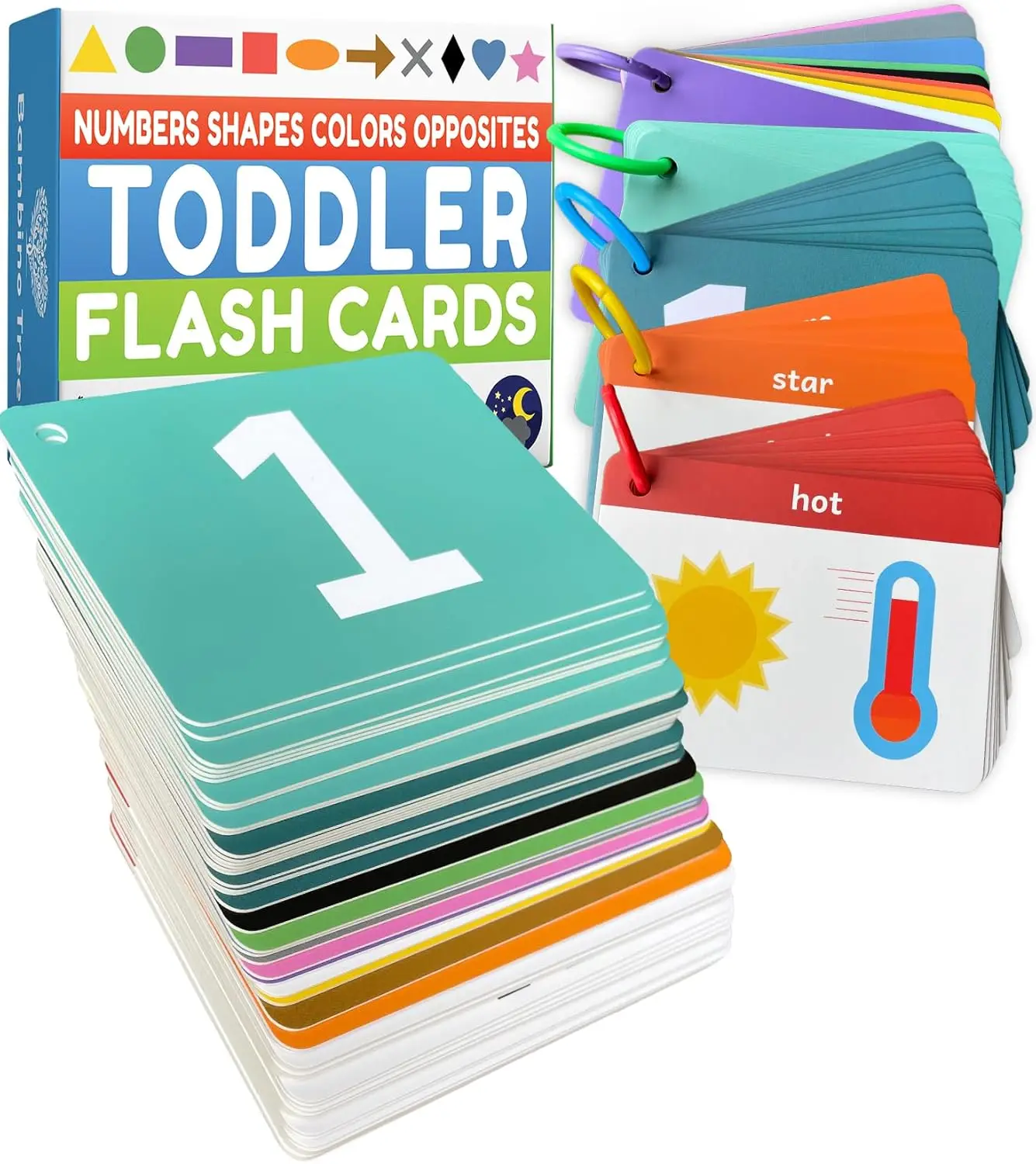 

Toddler Flash Cards: Colors, Numbers, Shapes & Opposites - Thick Jumbo Cards for Early Learners