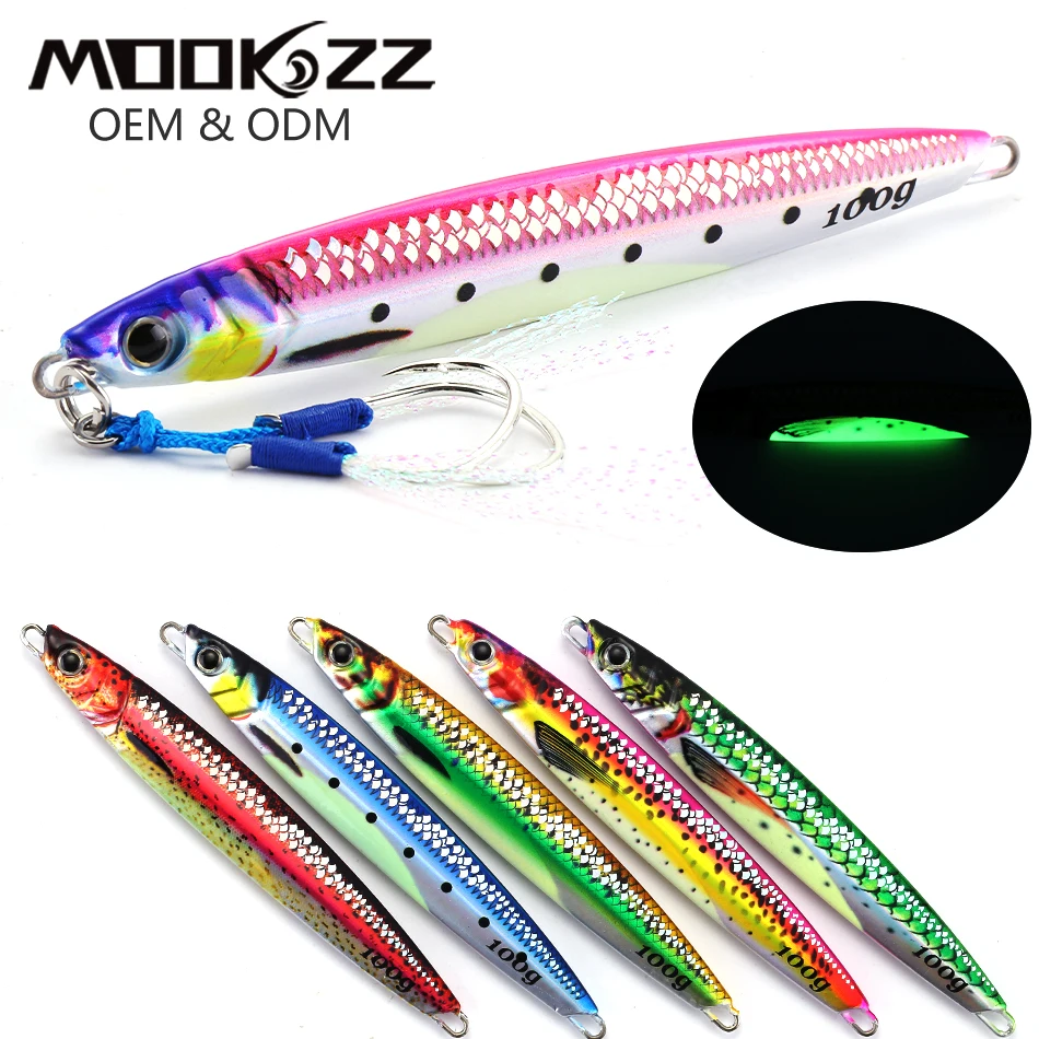 

MOOKZZ New Metal Speed Jigjing Fishing Lure 60g 80g 100g 120g 150g Sea Boat Sinking Lures