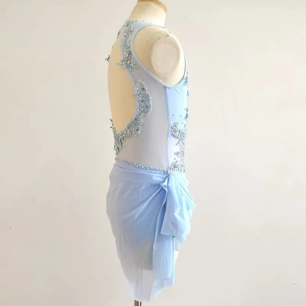 Lyrical Dance Skirt, Steel Column Dance, Luxurious Flash Competition Performance, Light Blue Jazz Customization