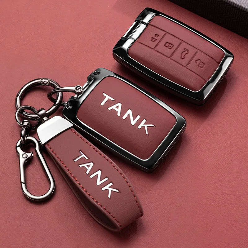 Zinc Alloy Car Key Case Fob for Great Wall GWM WEY TANK 300 500 Tank300 Tank500 2022 2025 2026 Keychain Cover Shell Accessories