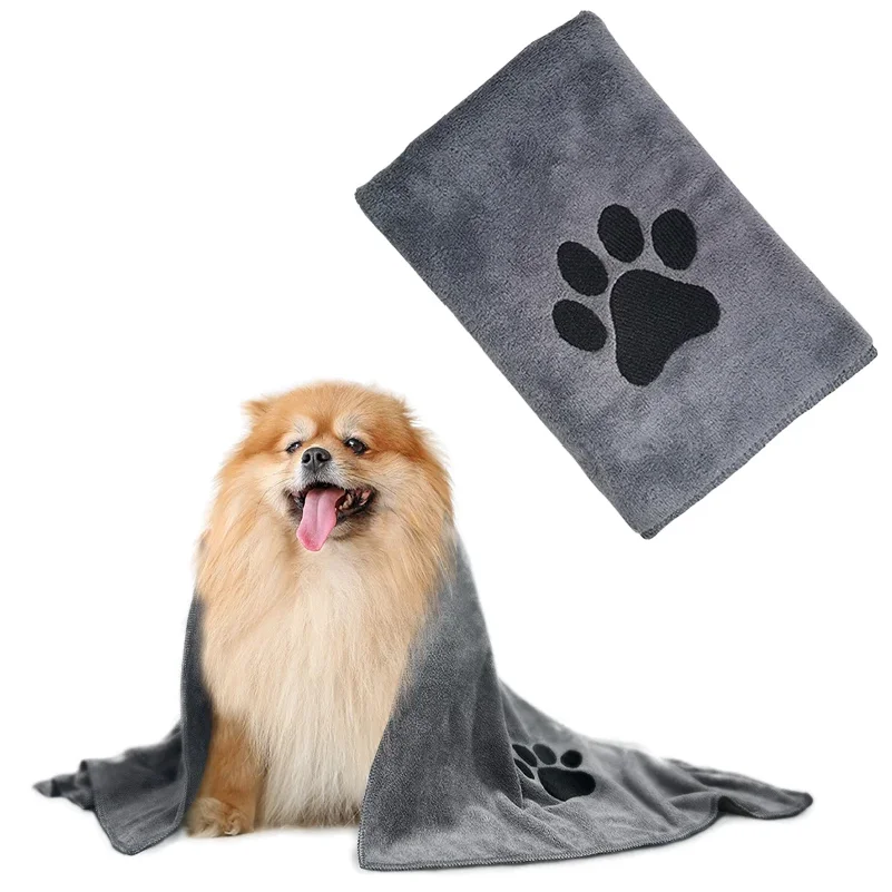 Microfiber Pet Bath Towel Embroidered Super Soft Absorbent Cat For Dogs Blanket Grooming Supplies