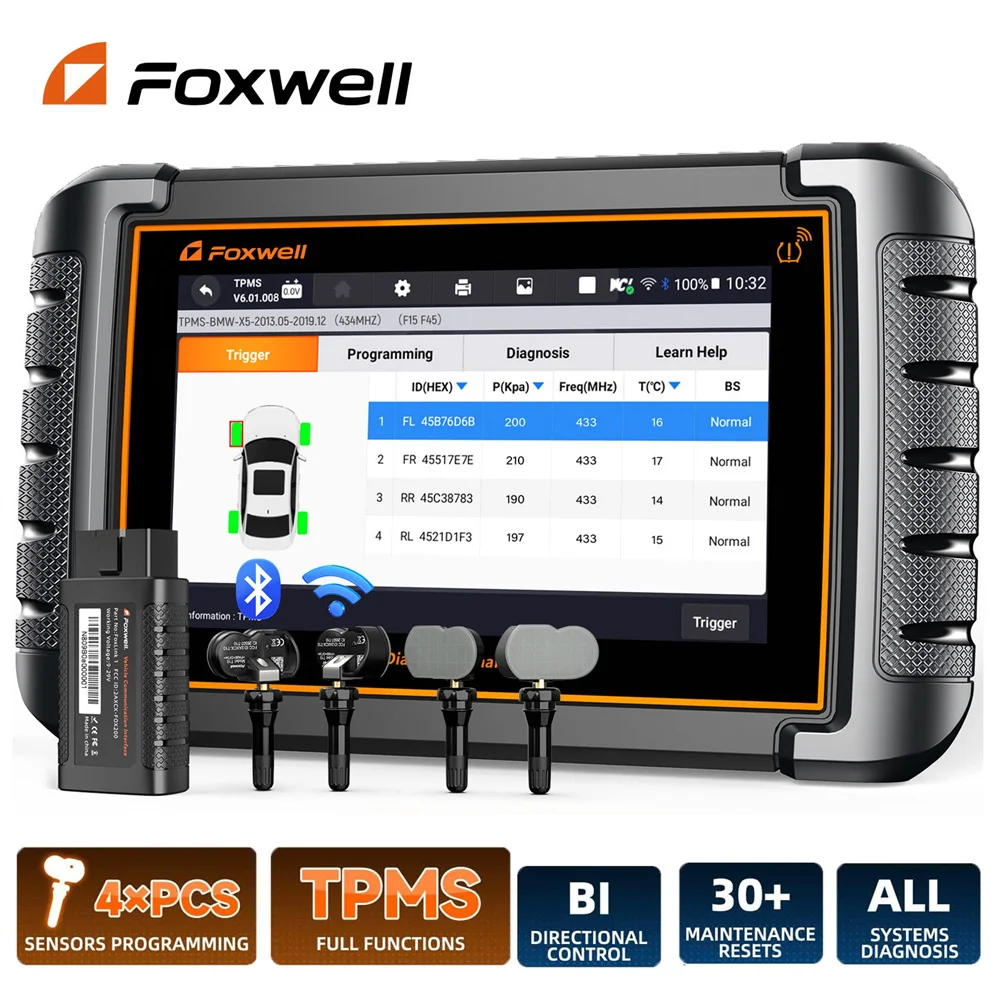 FOXWELL NT809TS TPMS Programming Tool All Systems OBD2 Bluetooth Automotive Scanner Bi-directional Test Professional Car Scanner