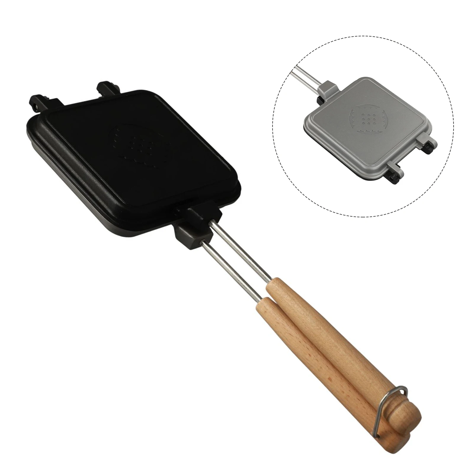 

Maker Pan Sandwich Maker 1x About 34 Cm / 14.17 Inches Black Die-cast Aluminum Heat Insulation Breakfast Kitchen