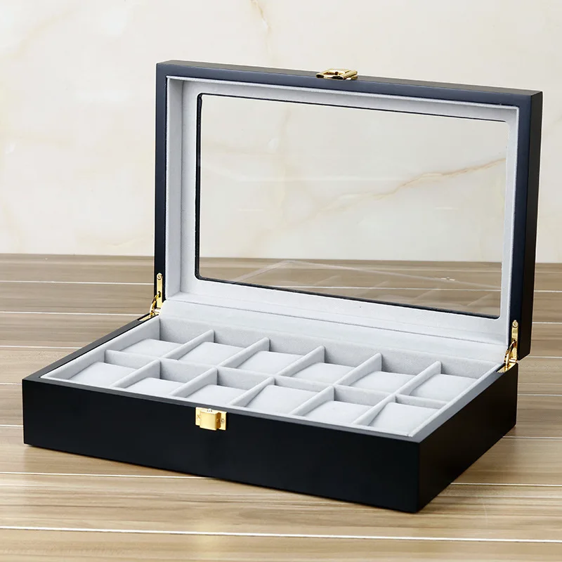 

6/10/12Grids Luxury Handmade Wood Watch Clock Box For Men's and Women's Jewelry Storage Packaging Box Watch Organizer Display