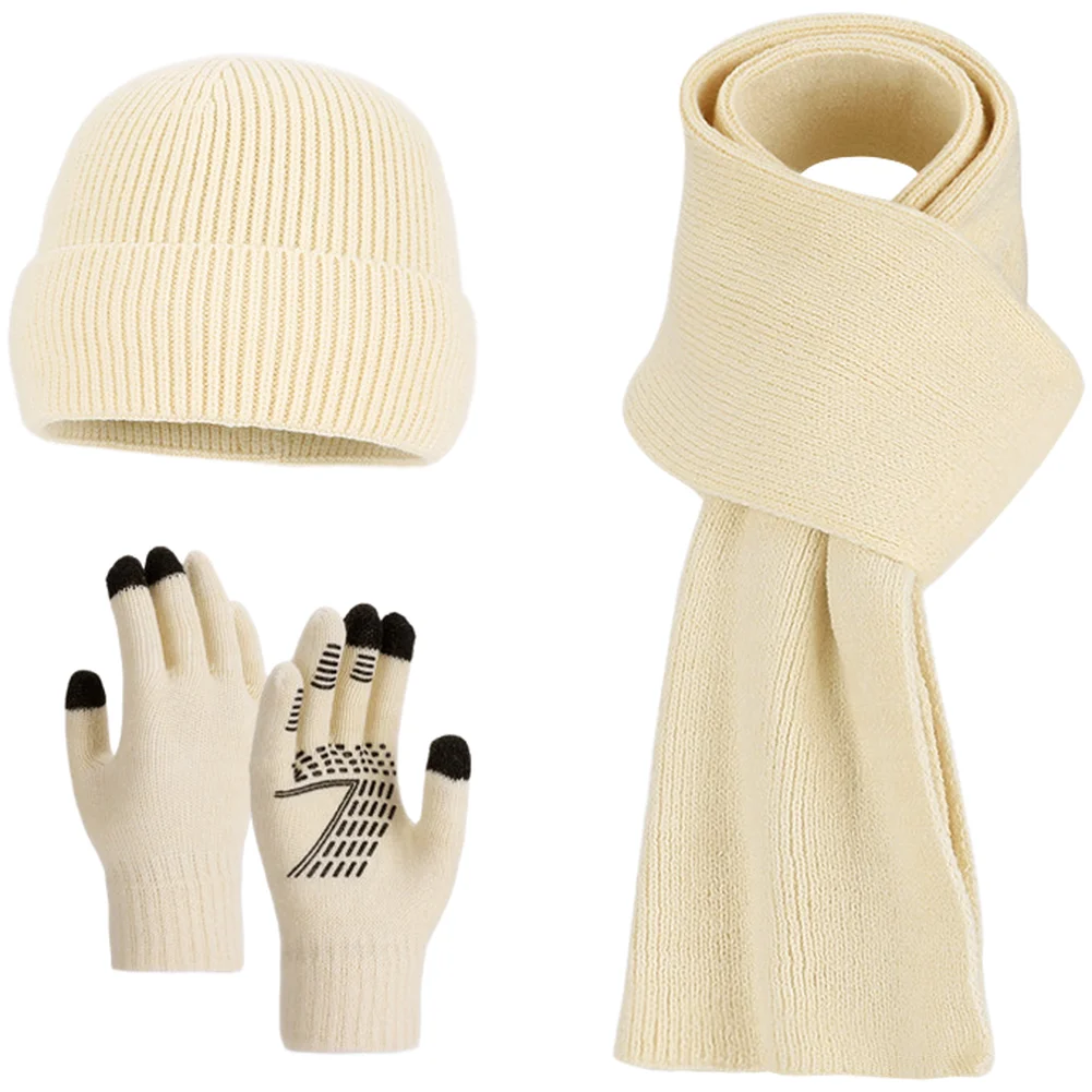 Knitted For beanie Hat Scarf and Gloves Set for Cold Weather Cycling Windproof Thermal Fabric Traps Body Heat Effectively