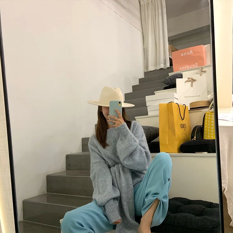 

Blue Collection Lazy Sle Women's Sweater Scarf Belt Loose Outerwear Autumn Winter New Arrival Warm Thiened Long Sve ro...