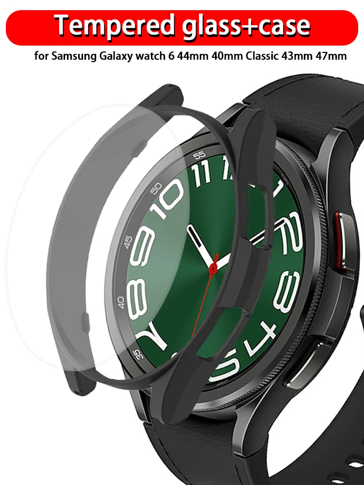 Glass+Case for Samsung Galaxy Watch 6 40mm 44mm Accessories PC Frame Protective Bumper galaxy Watch 6 Classic 43mm 47mm Cover
