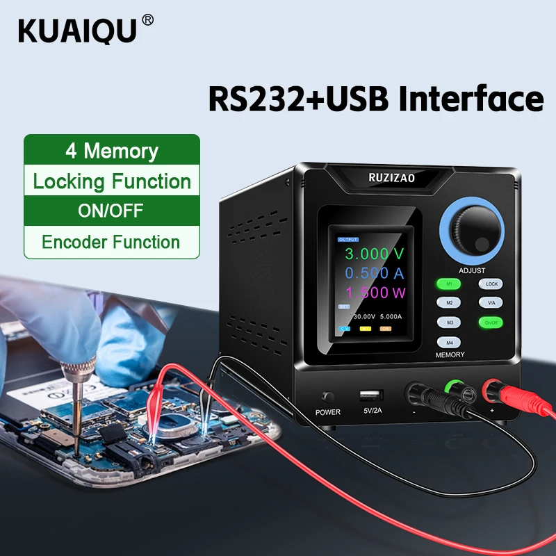 

Memory Programmable Lab DC Power Supply Laboratory Adjustable 30V 10A Regulated Stabilized Bench RS232 Interface DIY Tool Repair