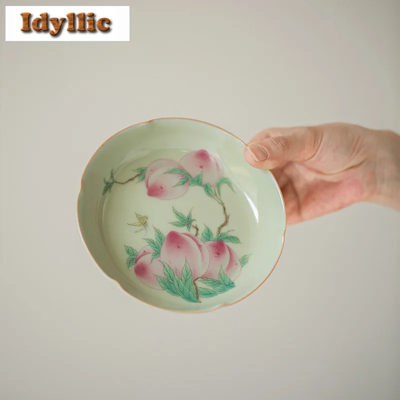 Secret Colored Ru Kiln Painted Pot Bearing Holder Coffee Cup Heat Insulation Pad Dry Soaking Table Tea Tray Coasters Tableware