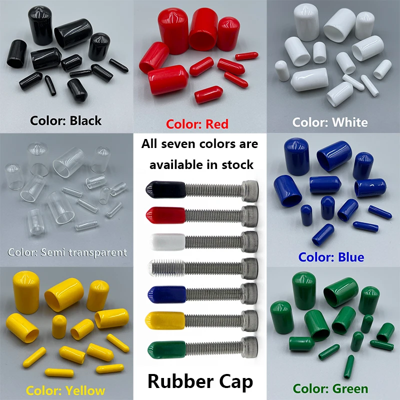 Rubber Cap Protection Sleeve End Caps Silicone Plugs Plastic Plug Black Red White Transparent Blue Yellow Green Size 1.3mm-90mm