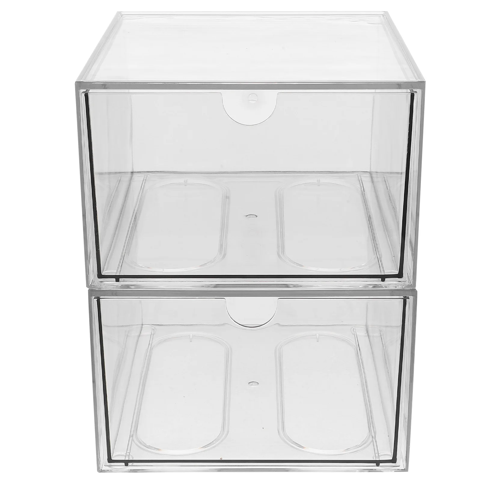 

2pcs Clear Acrylic Makeup Organizer Box With Drawers Stackable For Vanity Bathroom Countertop Skin Care Storage Face Towels