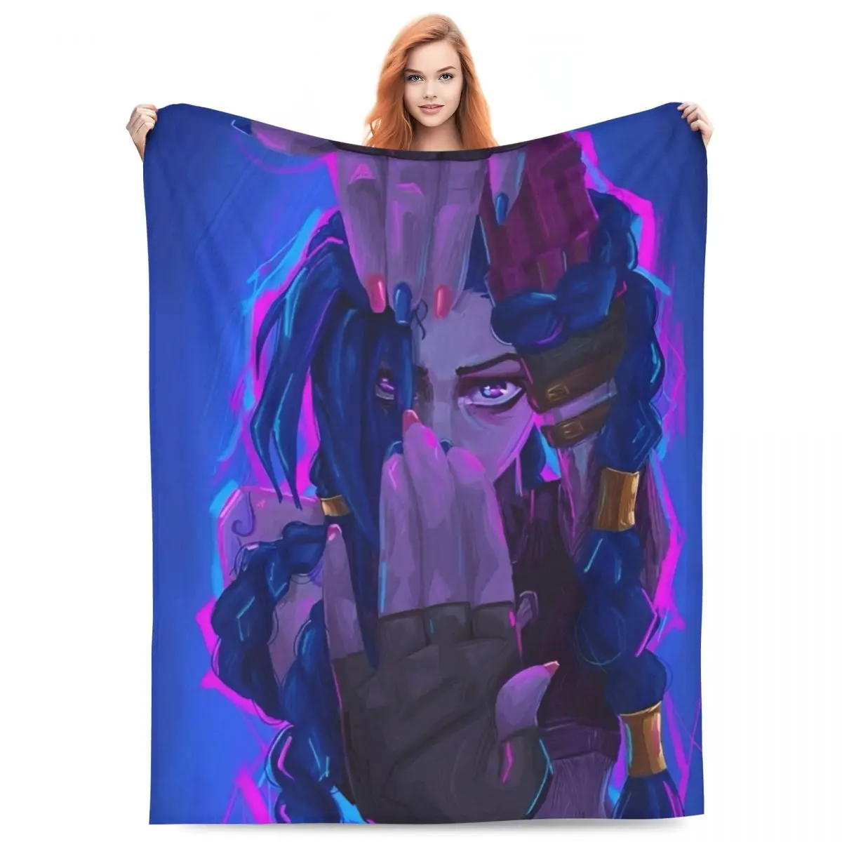 Jinx Arcane Jinx K-Kpop Dance Blanket Cover Plush Throw Blankets Home Couch Decoration Soft Warm Bedspreads