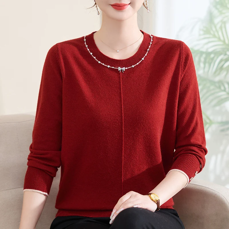 

Весенний вязаный тонкий базовый топ для женщин 50-летнего и старшего возраста, легкий, удобный, для женщин среднего и старшего возраста...