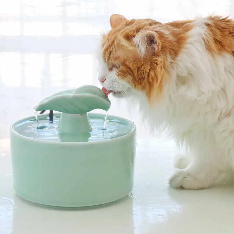 Ceramic Water Fountain For Cats And Dogs, Drinking ,pet Water Dispenser,cat Bowls Puppy Dinker Bowls,1.3l Pet Supplies