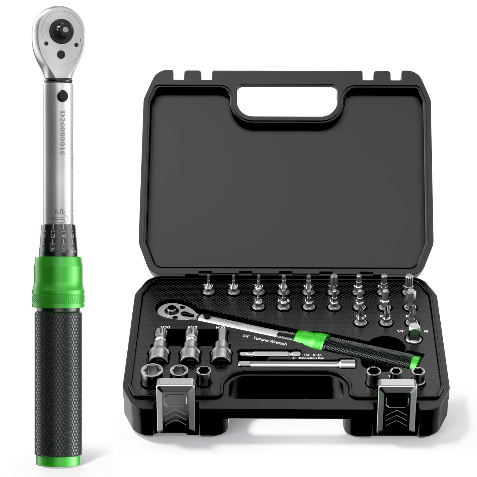 TaskStar 1/4 Inch 5-25N.m Torque Wrench Ratchet Head 32 PCS Car ...