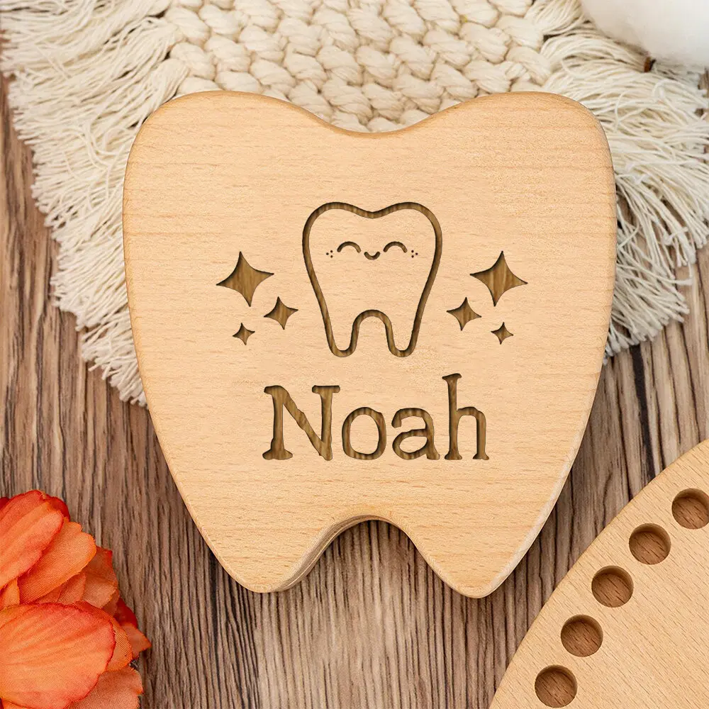 Caja de almacenamiento de dientes de bebé de madera personalizada, caja de dientes de leche de madera grabada, almacenamiento de primeros dientes, bandejas de hadas, regalo para niños