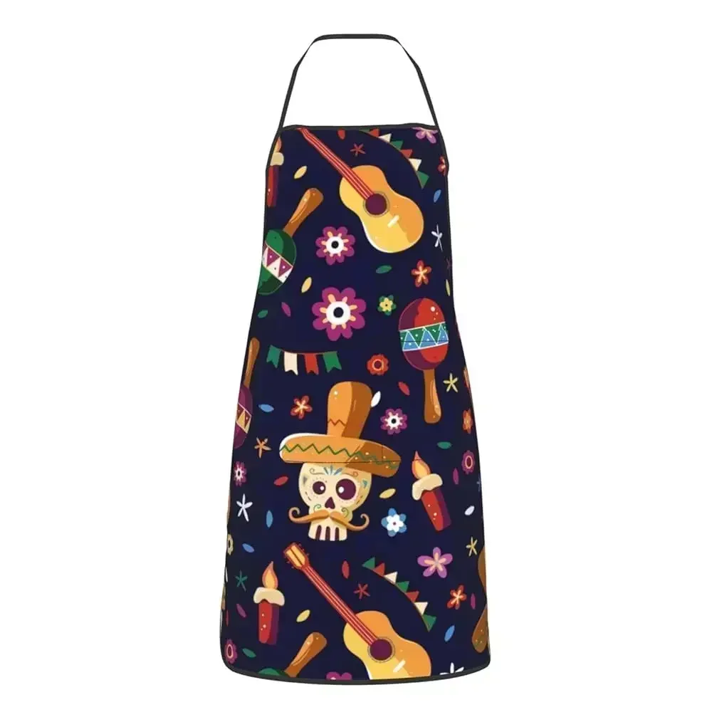 

Фартук с рисунком сахарного черепа, кухонные фартуки для мужчин и женщин, фартук для повара, регулируемый фартук для садоводства с 2 карманами
