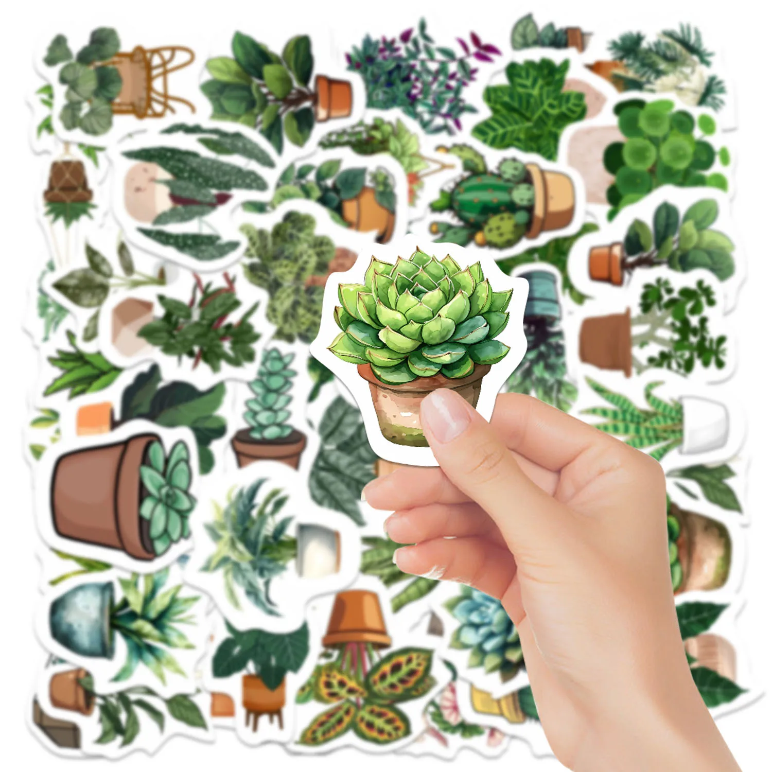 50pcs Green Plant Stickers Pack Tropical Leaf Vinyl Decals Waterproof Cycling & Roller Skating Stickers for Laptops Water Bottle