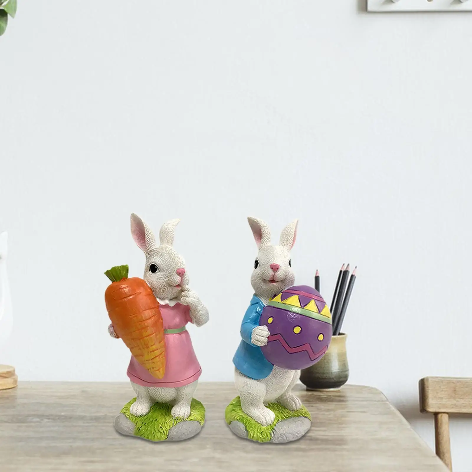 

Фигурка пасхального кролика из смолы, креативное украшение в виде кролика, мини-статуэтка кролика для декора спальни, стола, полки