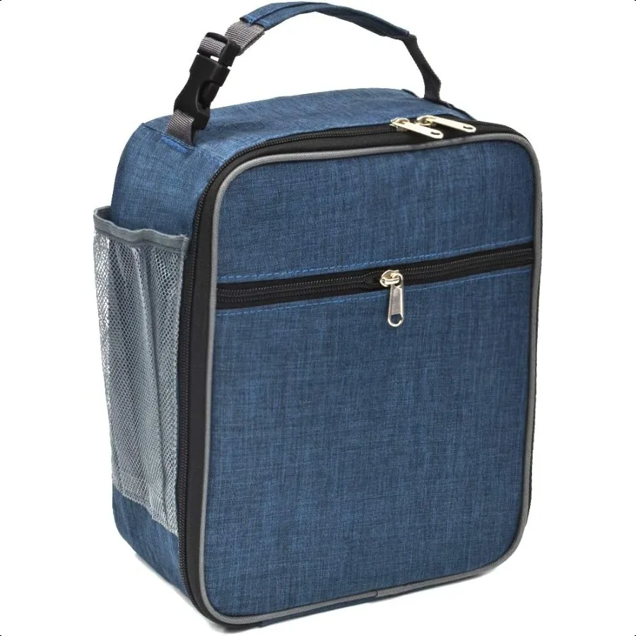 

Navy Blue Insulated Lunch Bag Leakproof Portable Cooler Box with Handle for Men Women Boys Girls 10.2 L x 4.3 W x 8.6 H