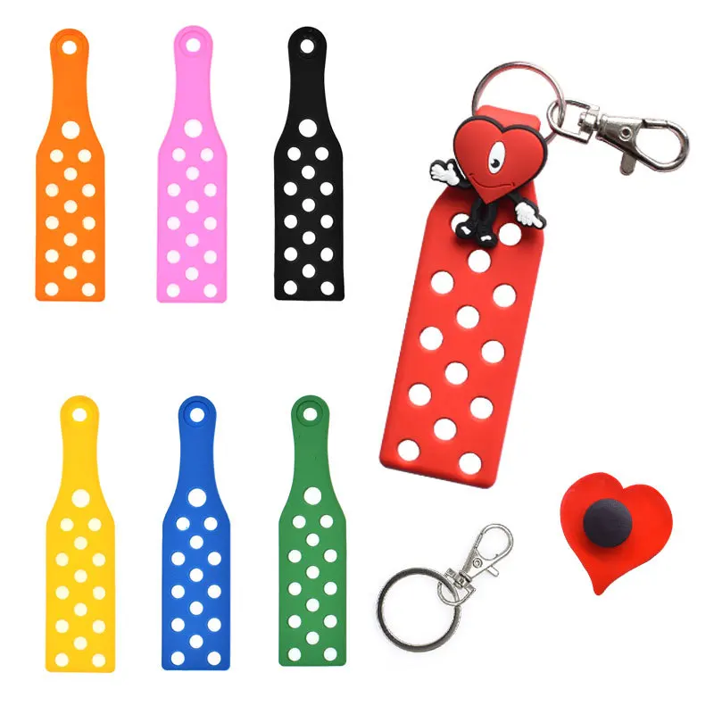 PVC Key CHAIN Pad จี้กล่อง Muti-สีหลุมแขวน Charms หัวเข็มขัด 130 มม.ตกแต่งสําหรับกระเป๋า dree Key DIY ขายส่ง