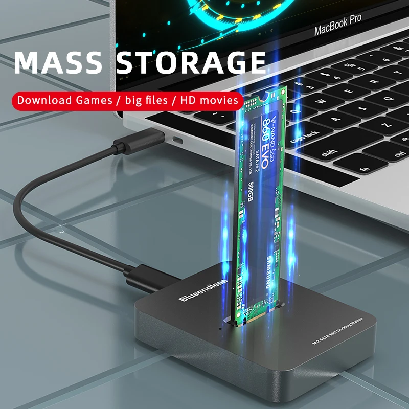 New SSD M.2 Efficient Heat Dissipation Docking Station Usb M.2 SSD External Case M.2 NVME/NGFF Case Offline Clone Enclosure