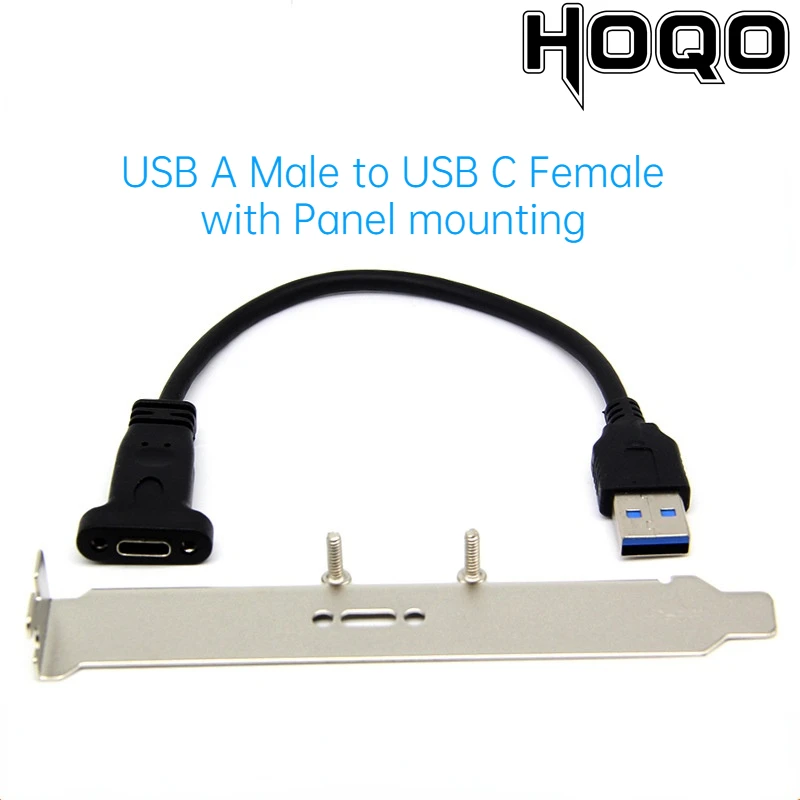 Hoqo Usb A Male Naar Usb C Vrouwelijke Met Panel Montage, moederbord Adapter USB3.0 Uitgebreid Soort-C Test Kabel Met Baffle Datakabel