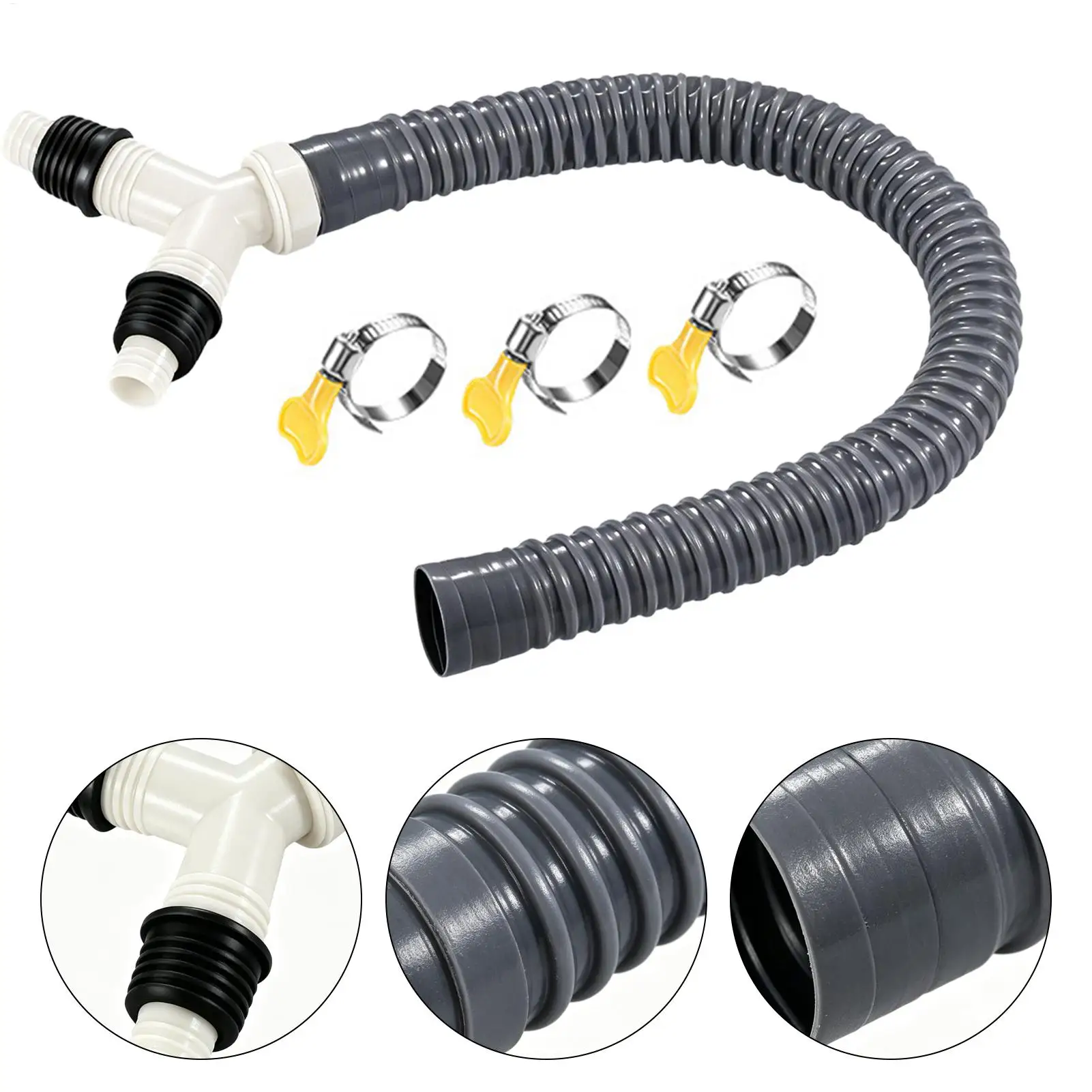Drain Hose Splitter Y Shape 3-Way Connector 20-30cm Extension Kit Leak-Proof Tight Fit Tee Fitting for Washer AC Drain Pipe