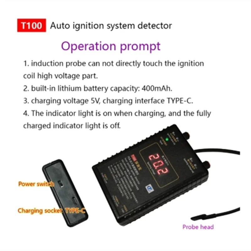 Auto Ignition System Detector for 12V 24V Ignition Systems,Detect the Ignition Signal and the Spark Voltage