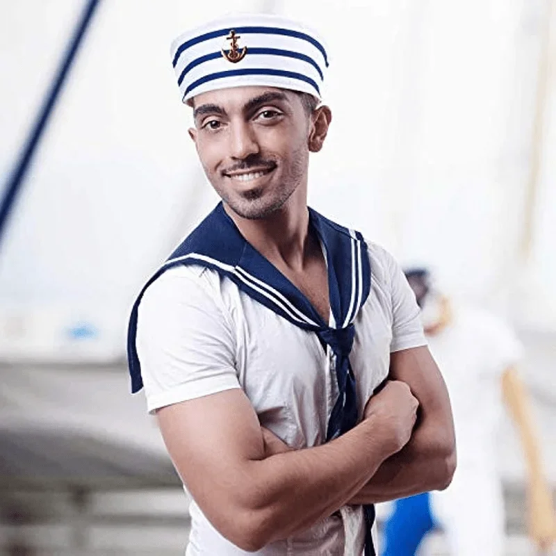 1/3/6 pieces of blue striped sailor hats, white striped sailor navy hats, captain role-playing party, yacht party hats