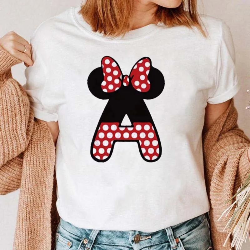 Kawaii Disney Cartoon Women T-shirt Mickey Mouse Minnie White Short Sleeve Loose Children Tshirts Kids Clothing Y2k Clothes Gift