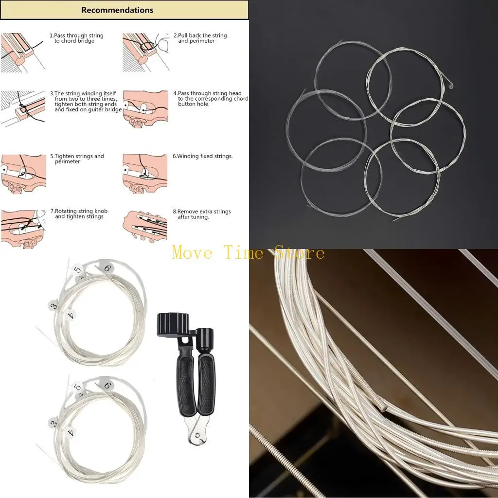 92ME Smooth Play Nylon Guitar Strings 2 Packs Bundled with Practical String Changer