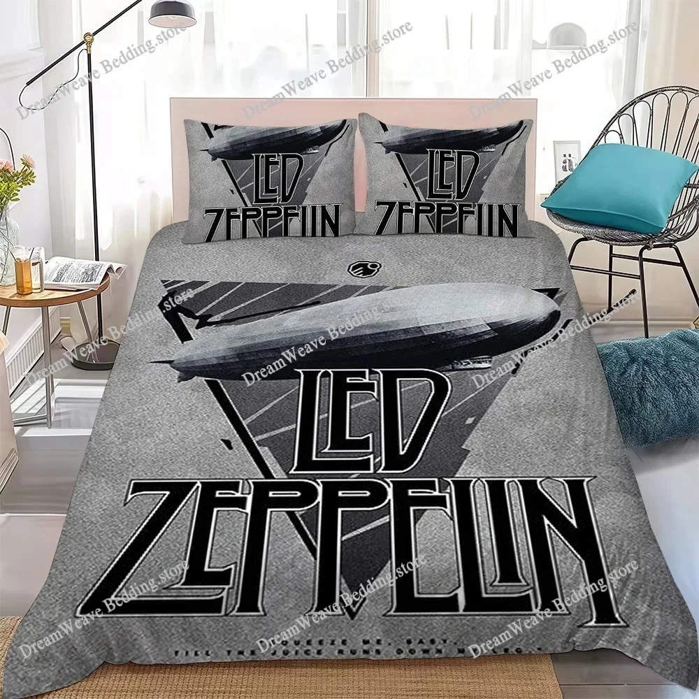 Led Z-Zeppelins Band Duvet Cover Set Home Style Bedding Soft Laundry Cotton Bed Student Dormitory Gift