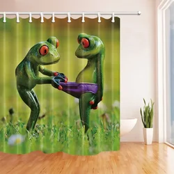 Animals Decor Frogs Fall In Lover Shower Curtain Frabic Waterproof Polyester Home Decoration Bathroom Curtains with Hooks