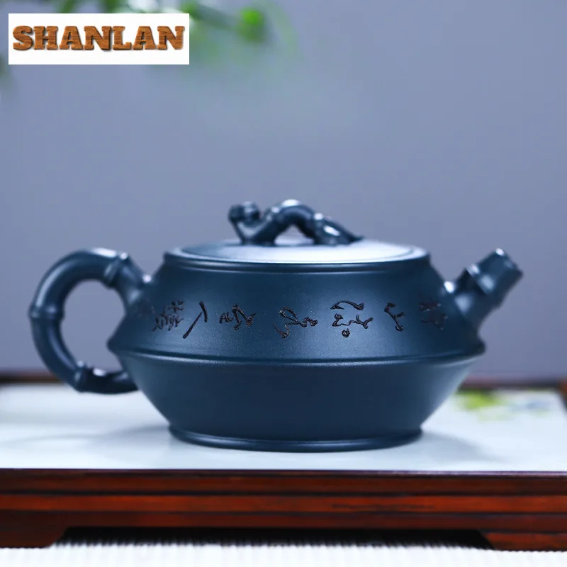 270ml Vintage Yixing Purple Clay Teapots Handmade Bamboo Joint  Pot Raw Ore Azure Mud Tea Brewing Kettle Chinese Zisha Tea Set