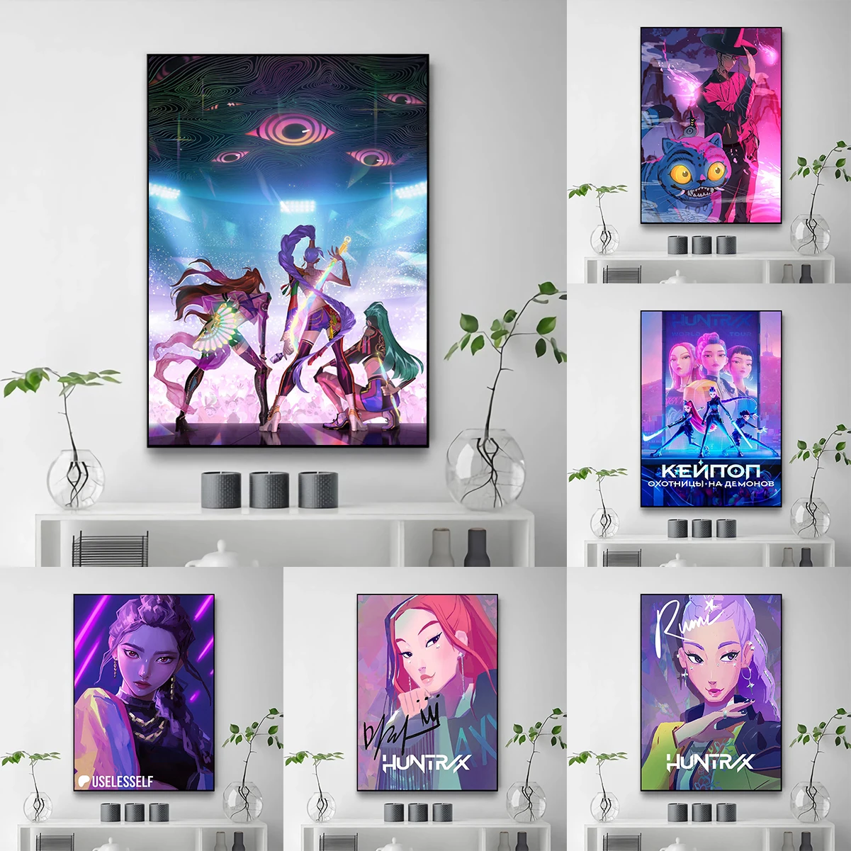 

Hot Kpop Demon Hunters Poster Modern Wall Pictures for Living Room Decor Man Home Interior Decoration Vintage Decorative Picture