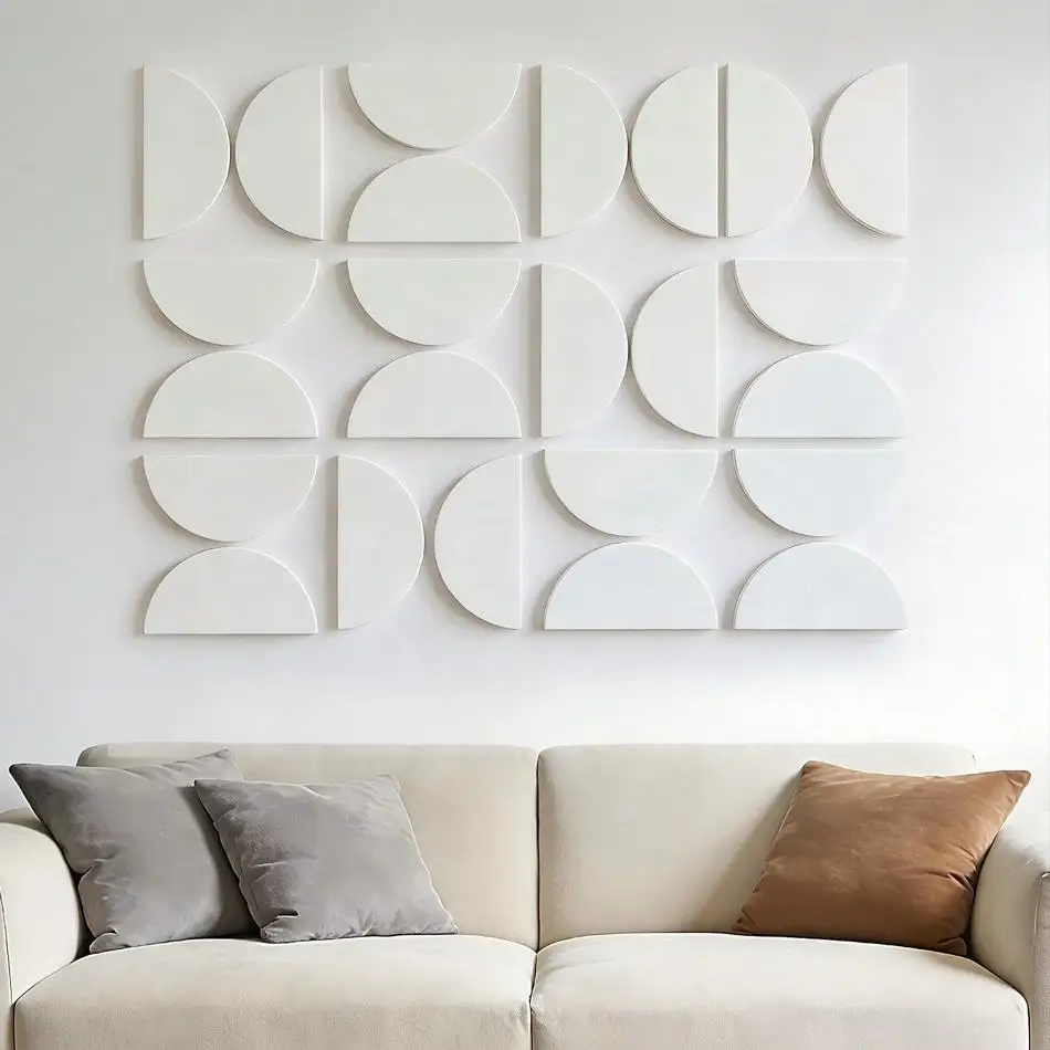 Semicircle Wall Decorative Panels Soundproof Bulletin Cork Pin Note Boards Felt Wall Tiles for Inner Ceiling Living Room Decor