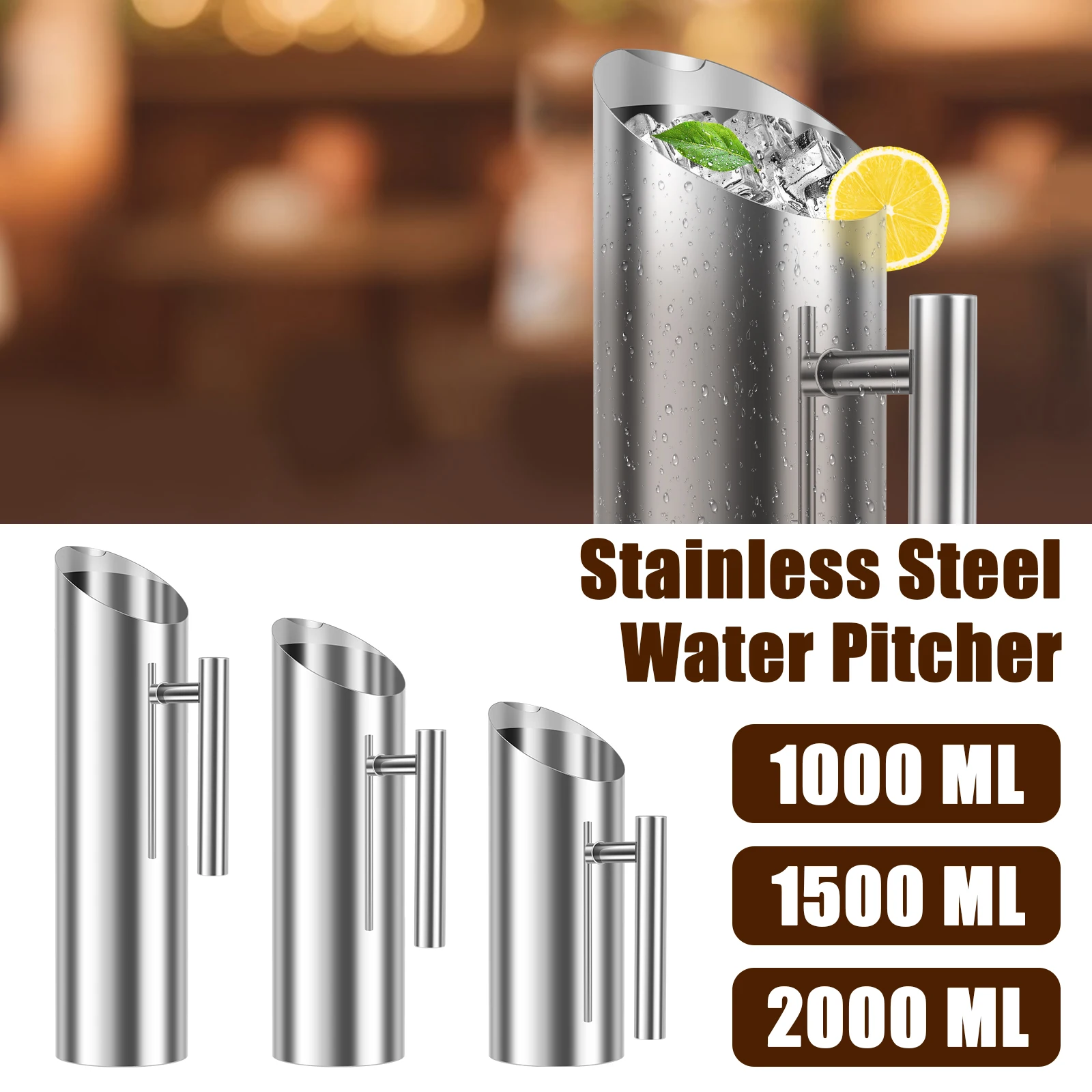 1L/1.5L/2L Stainless Steel Water Pitcher Hot And Cold Water Duck Bill Pot Large Capacity  for Bar Hotel KTV Restaurant Fantastic