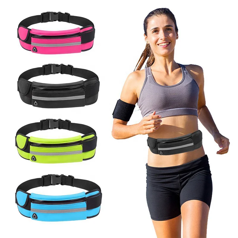 

Slim Running Belt Waterproof Fanny Pack with Headphone Port for Men Women Waist Pack for Running Walking Cycling Camping