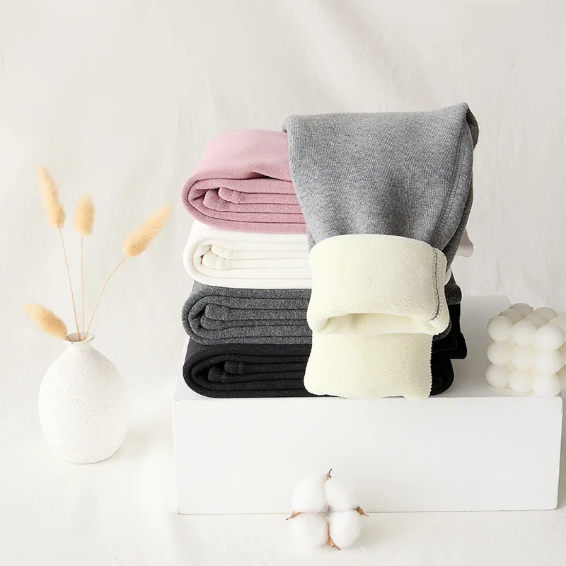 Girls Fleece Lined Leggings Cotton Kids Winter Warm Leggings Soft Thick Thermal Tights Baby Toddler Basic Full Length Pants