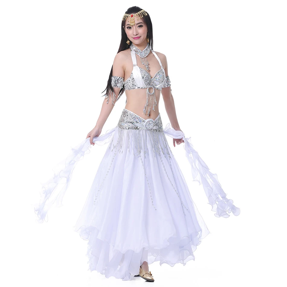 Belly Dance Skirt Chiffon Curled Leaf Double Slit Ear Skirt Gauze Skirt High Slit Skirt For Adult Women Performance Practice