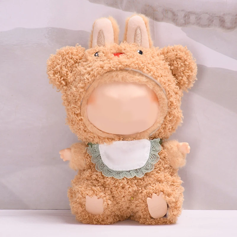 17 cm Mini Pluche Poppenkleertjes Outfit Accessoires Voor Labubu Kleding Tijd Om Te Chill Poppenkleertjes