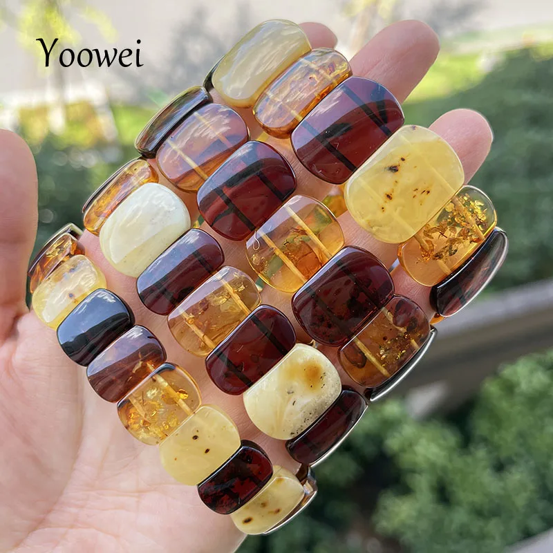 Natural Amber Bracelet&Bangles Women Adult Jewelry High-End Handmade Multicolor New Unique Original Baltic Amber Gifts Wholesale