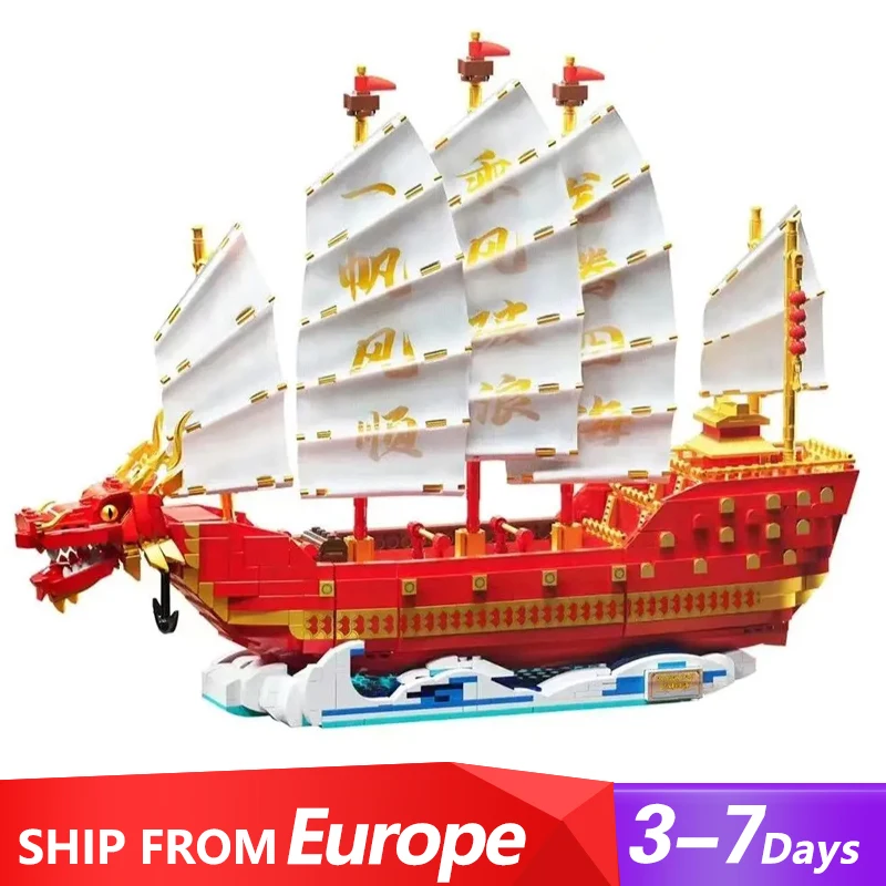 Creative Expert MOC Forange FC6007 Dragon Boat Sailing Model 2207PCS Building Blocks Brick Puzzle Toys for Children Kids Gift